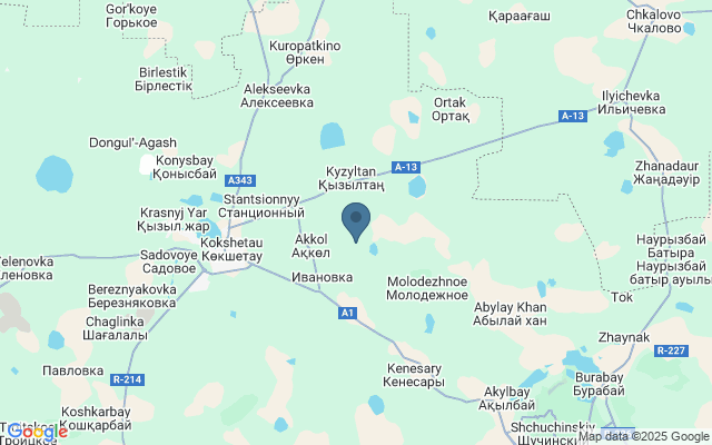 Kaart met locatie Atameken Map of Kazachstan